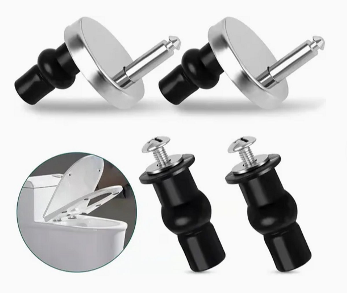 4 stuks Toiletbrilscharnieren - Toiletbrilfittingen - Universele Scharnieren - Toiletbrilscharnierbevestigingen - vervangende schroeven - Toilet accessoires - Stevig - duurzaam - voor toiletbril
