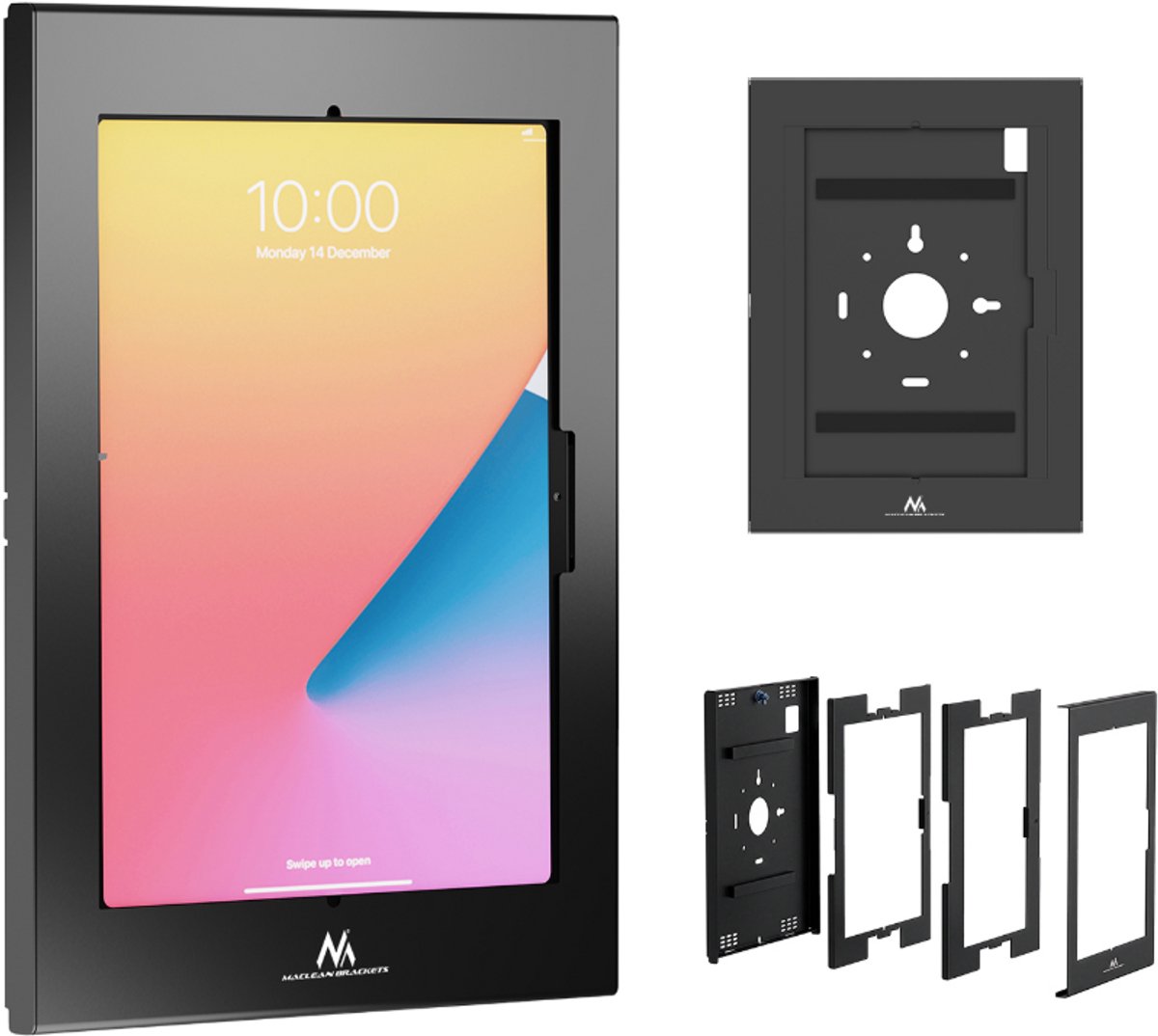 Maclean-tablethouder met vergrendeling, 12,4"-13", iPad Air/Pro, Samsung Tab S10+/S9+/S8+/S7+, 257 x 350 x 22 mm, MC-950 B