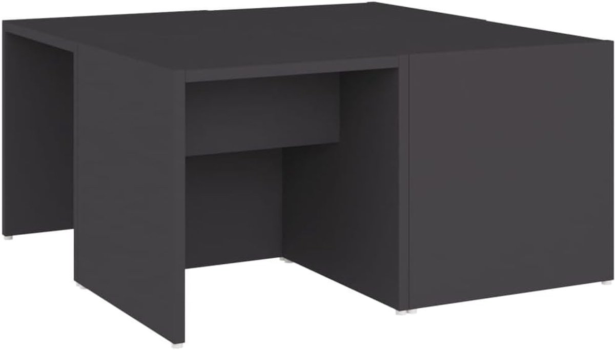 Set van 4 stuks, grijs, 33 x 33 x 33 cm, van houtmateriaal, met opbergruimte, moderne salontafels om te combineren en op te bergen