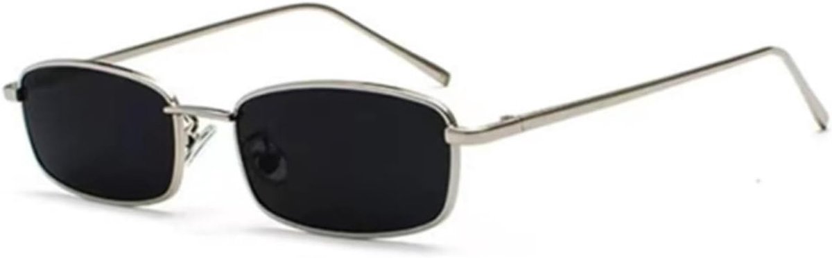 Rechthoekige zonnebril retro slank metalen frame glazen vintage rechthoekige snoepkleur zonnebril