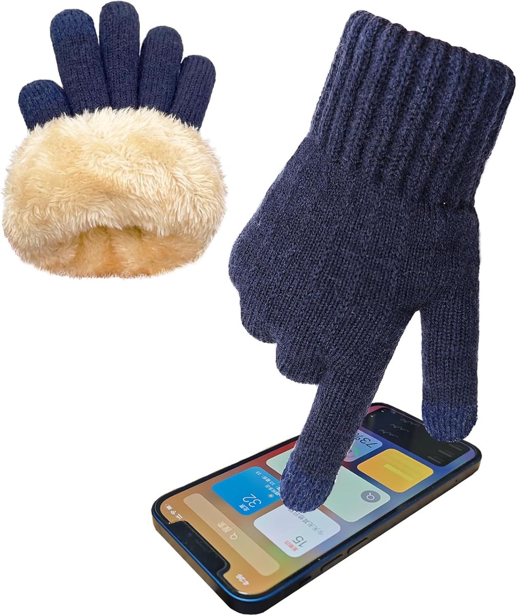 Handschoenen voor dames, touchscreen, warme fleece, gebreide handschoenen, thermische winterhandschoenen voor outdoor, sport, hardlopen, fietsen, vrije tijd