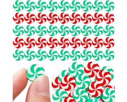 60 stuks mini-decoratie Kerstmis snoep van polymeerklei, oneetbare snoepjes, miniatuur kerstdecoraties, 1,1 x 1,1 cm, voor kerstboom en knutselen, knutselen