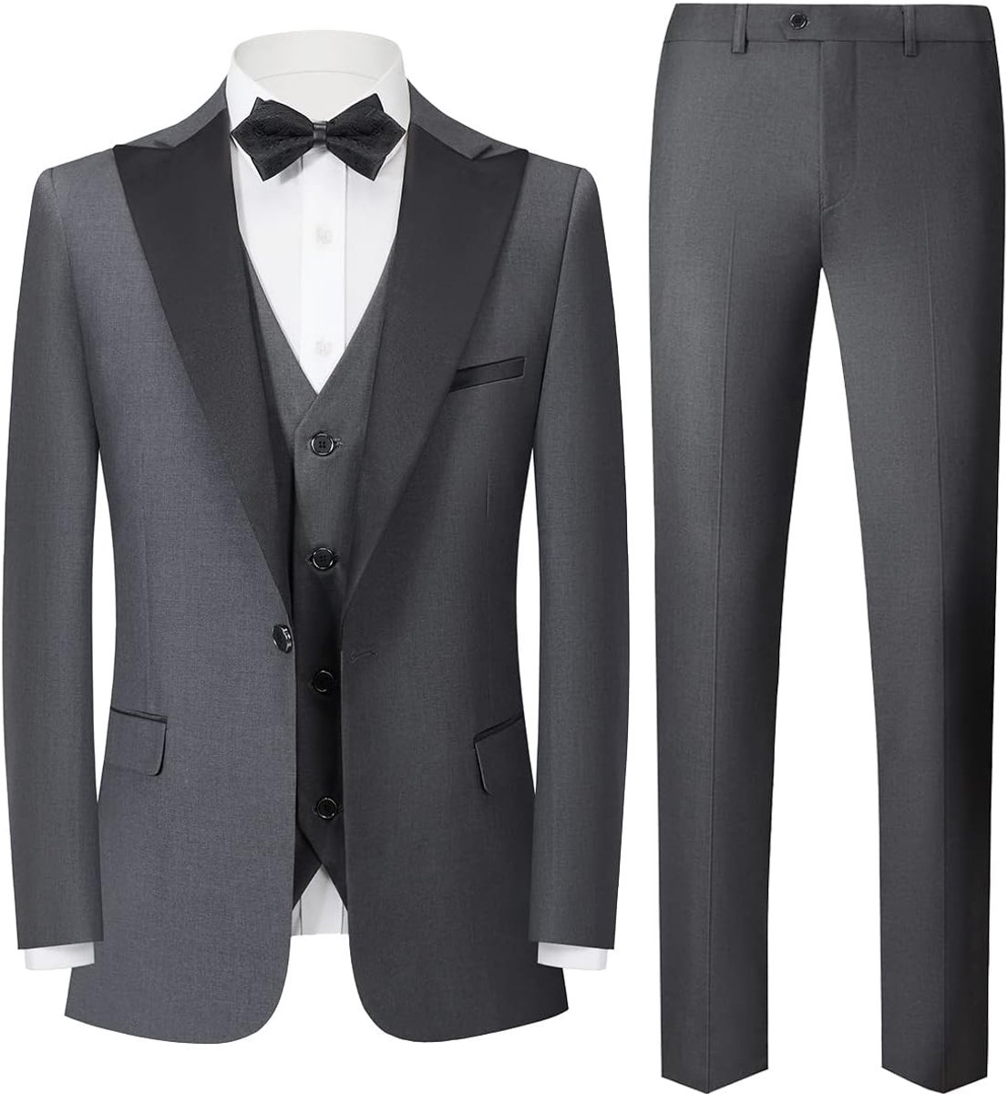 Mannen zakelijk banket gentleman kostuum met één knoop, smoking driedelig kostuum (jas + broek + vest)