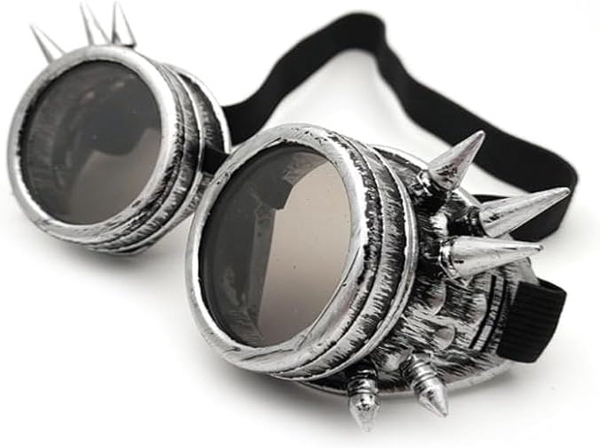 Brillen in steampunk-stijl, op maat gemaakte veiligheidsbrillen, cosplay-feestaccessoires, steampunk-thema-evenementen, hoedversieringen (antiek zilver-mandarijnkleurig ontwerp)