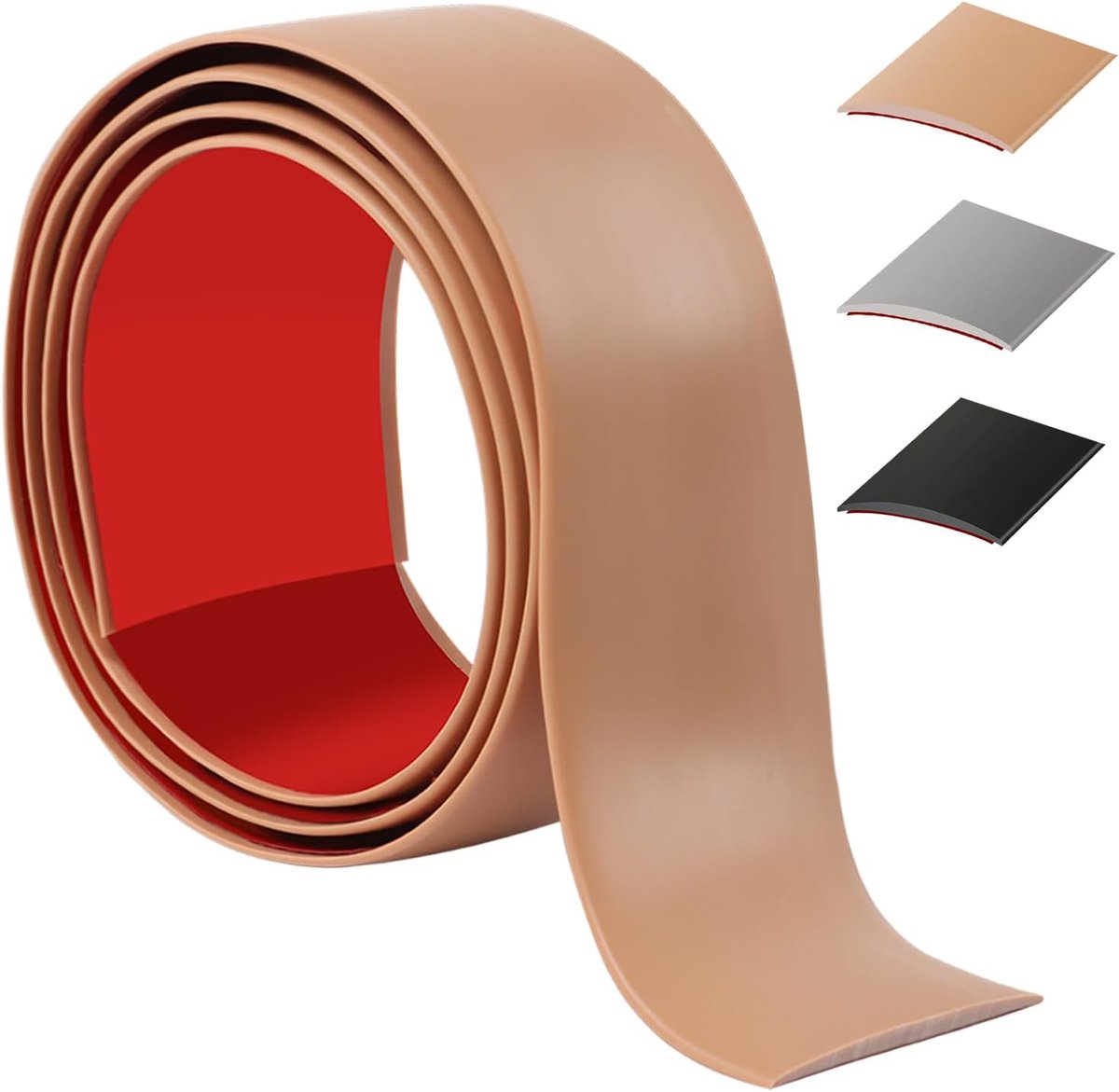 100 cm zelfklevende dorpelstang, flexibele deurdrempel, pvc, drempelovergangsstangen voor keuken/woonkamer, overgangsprofiel voor het verbinden van vloer/tegels/laminaat (5 cm, bruin)