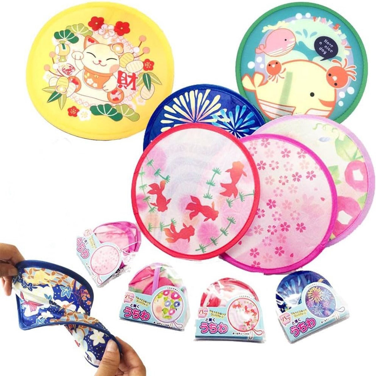 Japanse stijl vouwventilatoren handventilator voor huwelijksfeest en persoonlijke decoratie, set van 4, willekeurige kleur