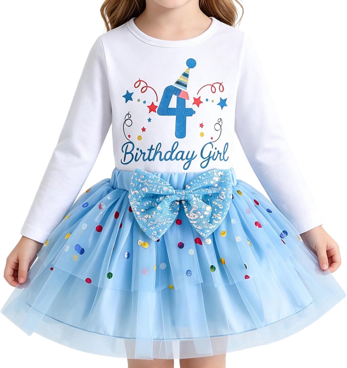 Verjaardagsoutfit voor babymeisjes: feestkleding voor de jarige met een tutu-rokje van tule met stippen