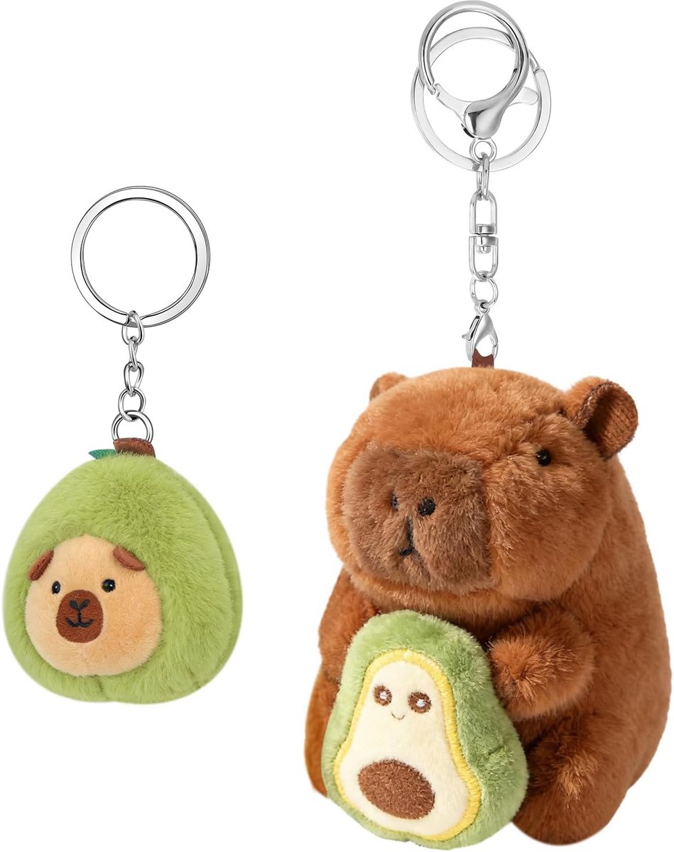 Avocado Sleutelhanger Pluche 2 Stuks Zakhanger Capibara Pluche Speelgoed Charm-Hanger Voor Rugzak Handtas