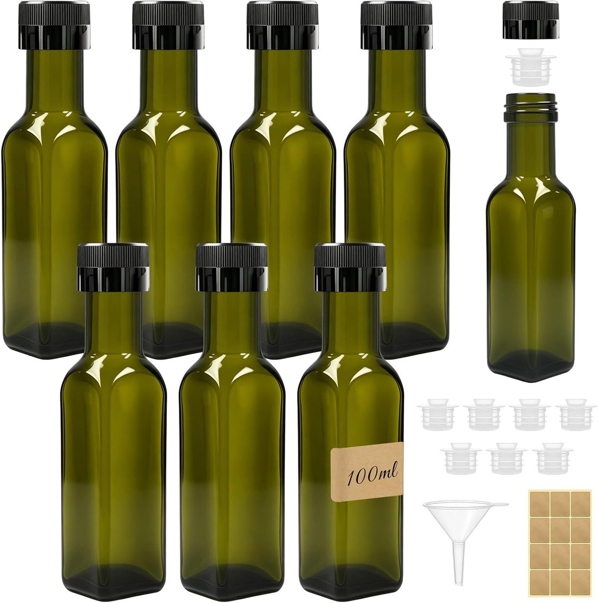 8 Stuks Oliefles 100 ml, Set Olijfolieflesjes Voor in de Keuken