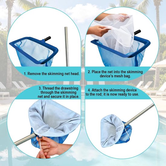 3 Stuks Ultrafijne Netzakken voor Zwembadskimmer, 66x55 cm Verstelbaar Polyester Bladharknet voor Zwembaden en Jacuzzi's Vangt Zand Pollen Stof en Dierenhaar op — afbeelding 3