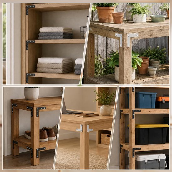 10 stuks platte hoek 90 graden 60 x 60 mm, roestvrij staal met 40 — afbeelding 5