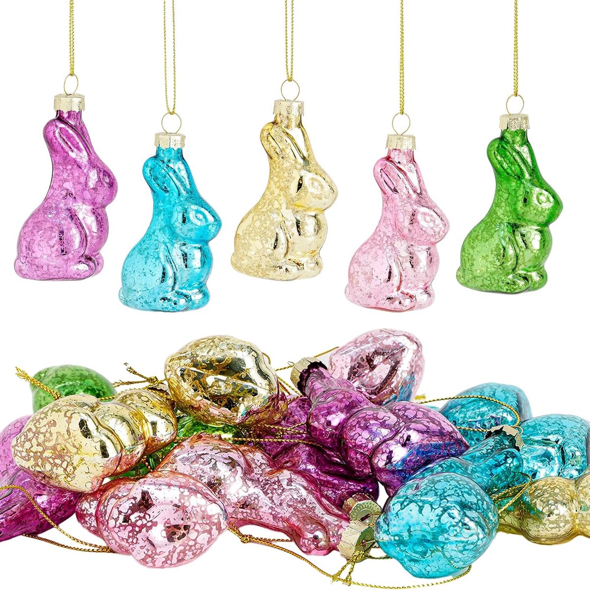 Decoratieset van glas voor Pasen (paarse haas)
