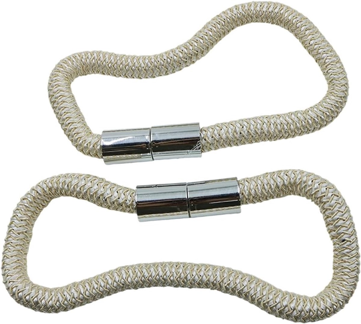 2 stuks sterke magnetische gordijngordijnhouders, draperie, stropdas rug, decoratief geweven touw, gordijnholdback voor dunne of dikke ramen, beige
