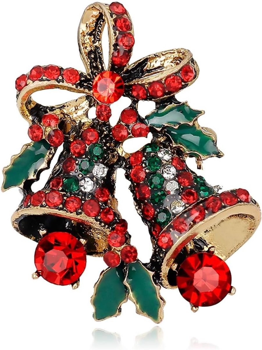 Kerstbroche met strass, broche met kerstelementen, elegante jurk voor accessoires, geschenken