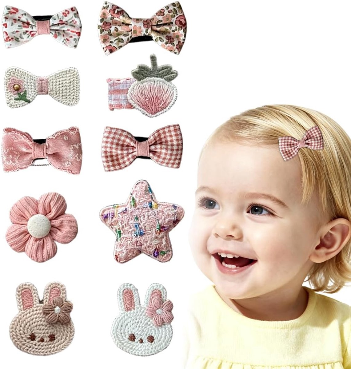 10 stuks babyhaarspelden voor fijn haar, bloemen babyhaarclips