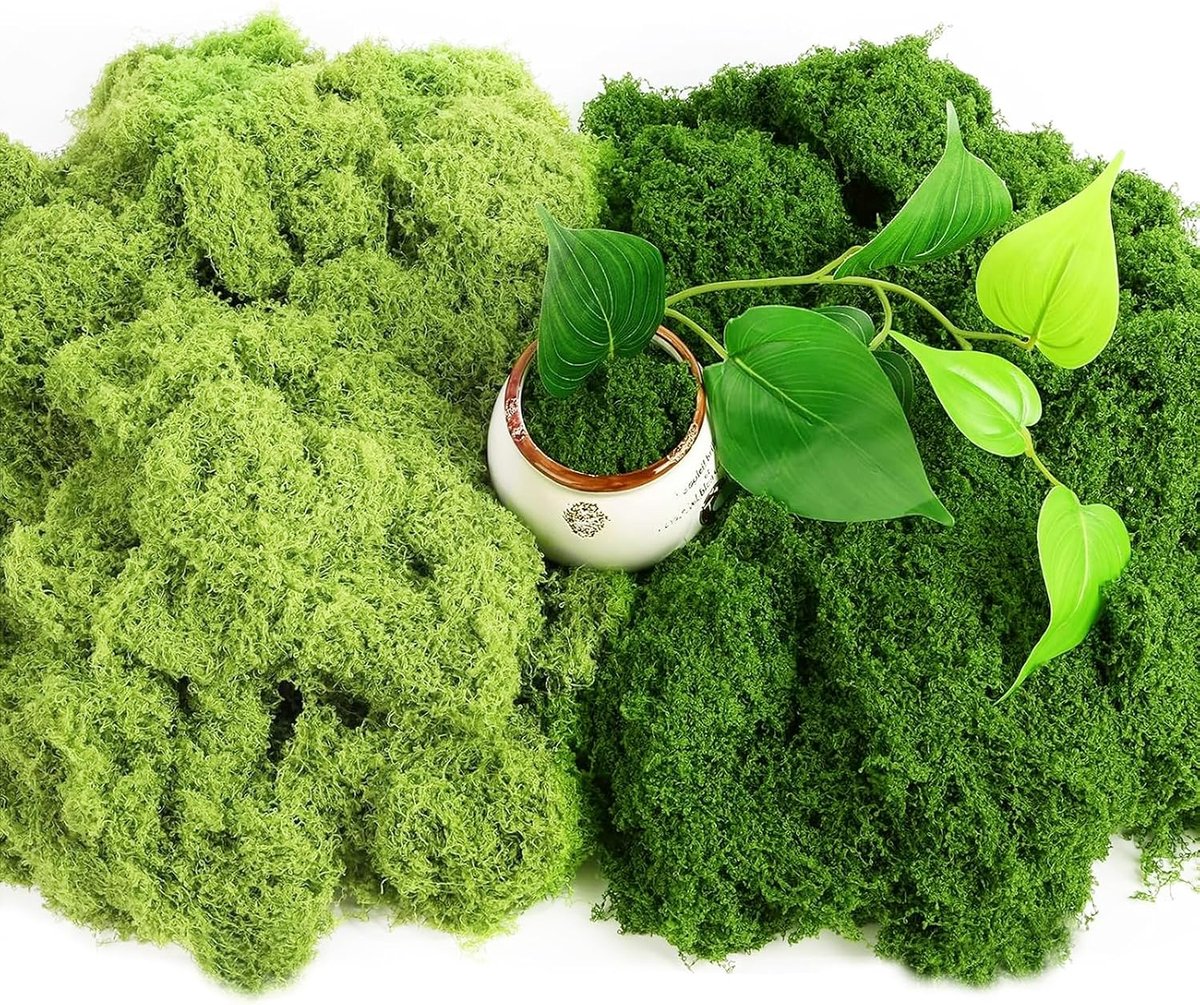 300 g mos decoratie, kunstmos om te versieren (donkergroen + lichtgroen + grasgroen), knutselmos, kunstmos om te knutselen, accessoires modelbouw (lichtgroen 100 g + grasgroen 100 g)