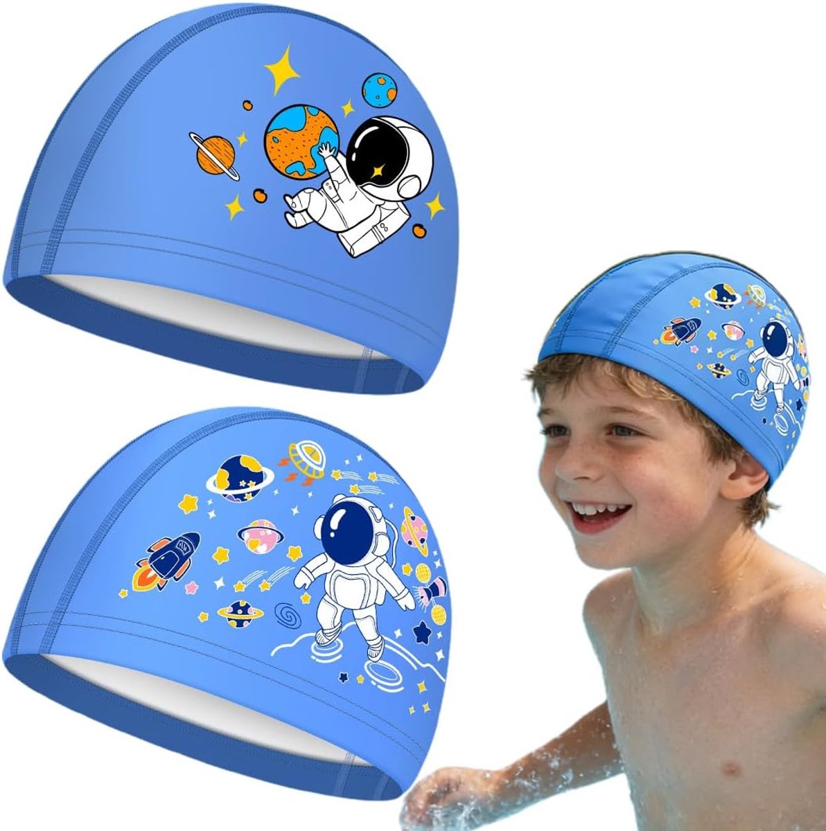 2 stuks badmuts voor kinderen, cartoon, badmuts, kinderen, badmutsen, rekbaar