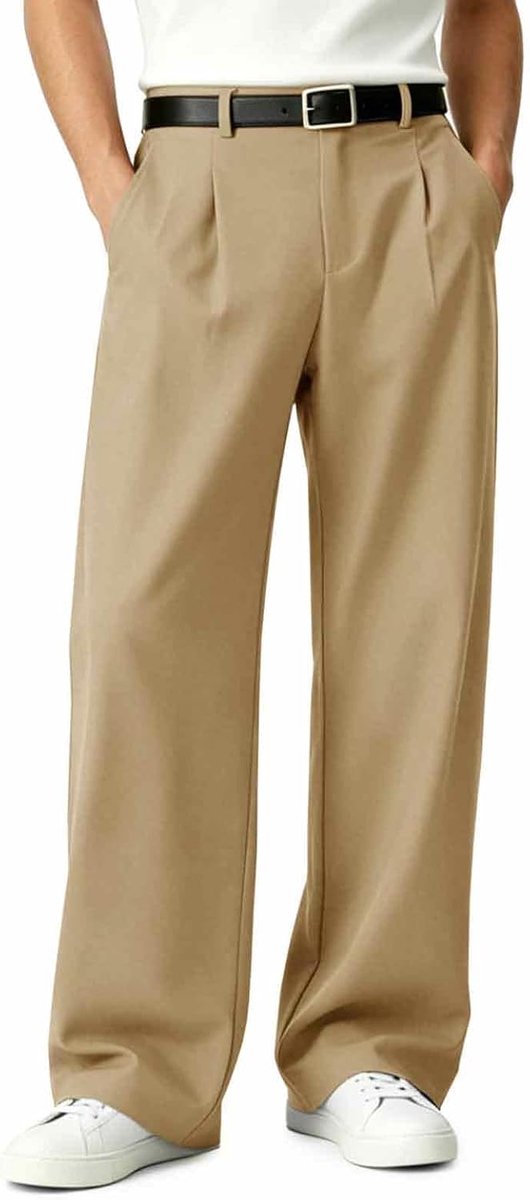 Chinobroek voor heren, baggy kostuumbroek, losse pasvorm, stretch, casual stoffen broek, zomer, brede joggingbroek voor mannen