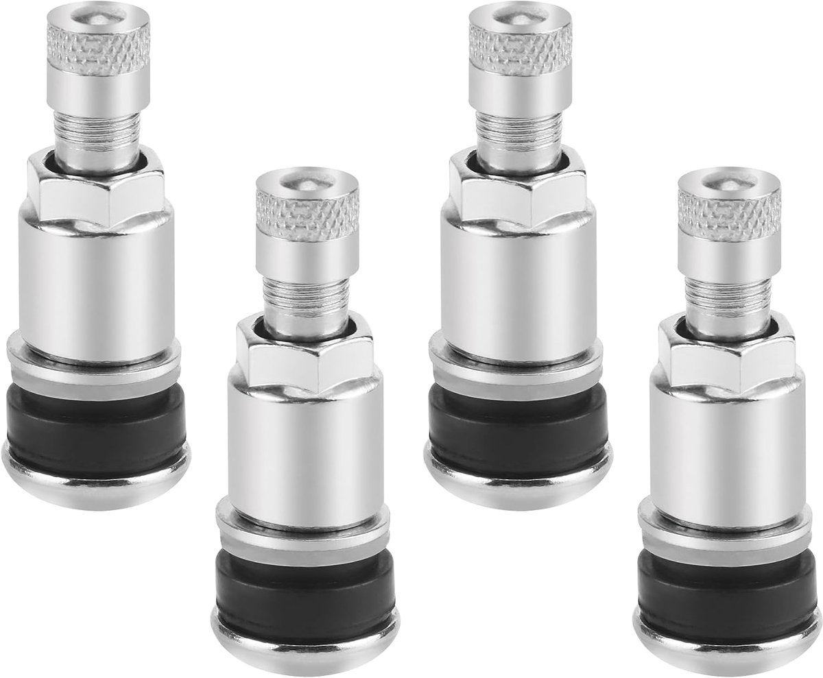 4 stuks metalen ventielen, autobandventiel, universele velgenventielen, velgenschroefventielen, bandventielen (zilverkleurig)