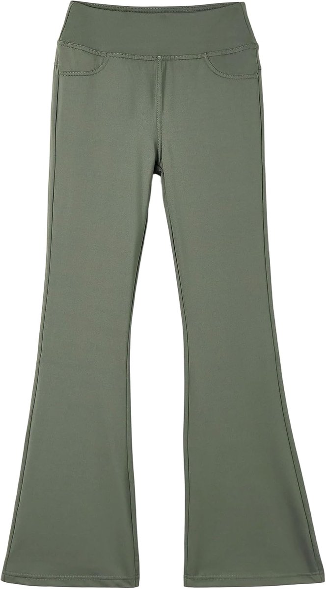 Uitlopende yoga-legging voor meisjes, hoge taille, bootcut, rekbare sportbroek voor hardlopen, met zakken