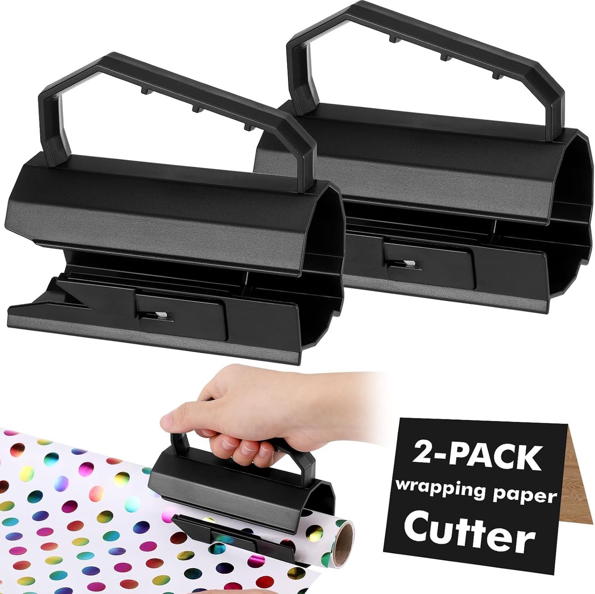 Cadeaupapiersnijder voor rollen, 2 stuks mini-papiersnijder, cadeaupapier, 12 x 6 x 5,5 cm, draagbare cadeaupapiersnijder, cadeaupapiersnijder, wikkelpapiersnijder