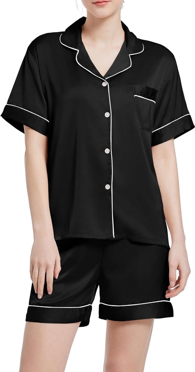 Pyjama voor dames dames satijnen pyjama bruidspyjama's set tweedelige pyjama sets button down nachtkleding loungewear