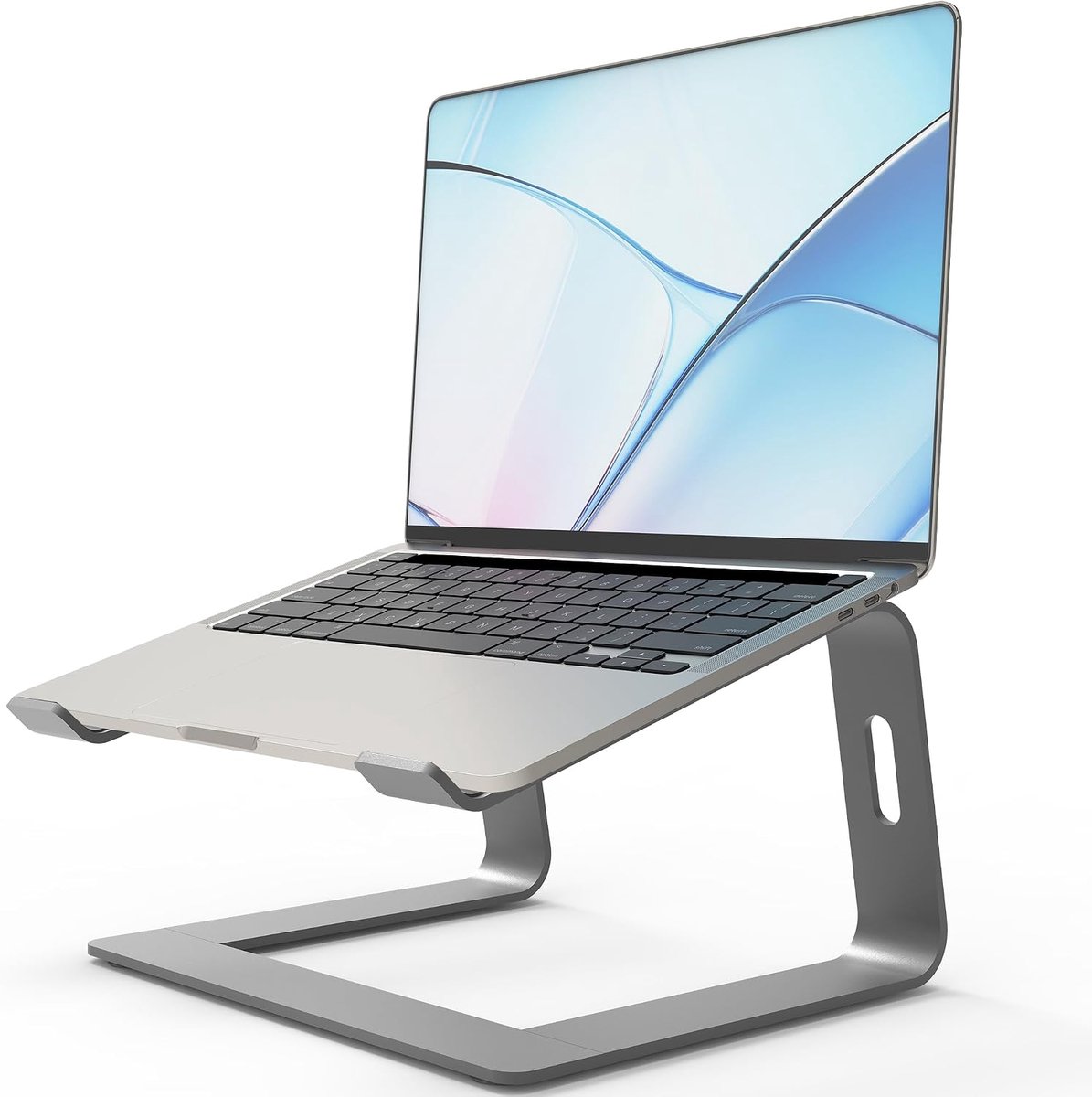 Laptopstandaard aluminium laptop riser compatibel met notebookcomputer(10~15,6 inch), Apple Mac MacBook Air Pro, HP, Dell, Samsung, Acer, afneembare ergonomische notebookstandaard, Grijs