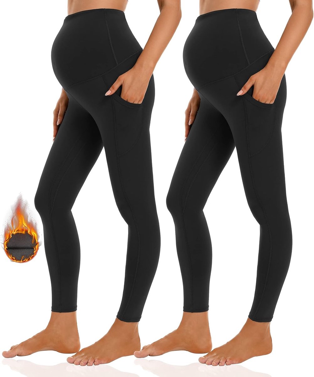 Zwangerschapslegging voor dames, met zakken, ondoorzichtige lange zwangerschapsleggings, elastische zwangerschapsbroek voor dames, zwangerschapsleggings