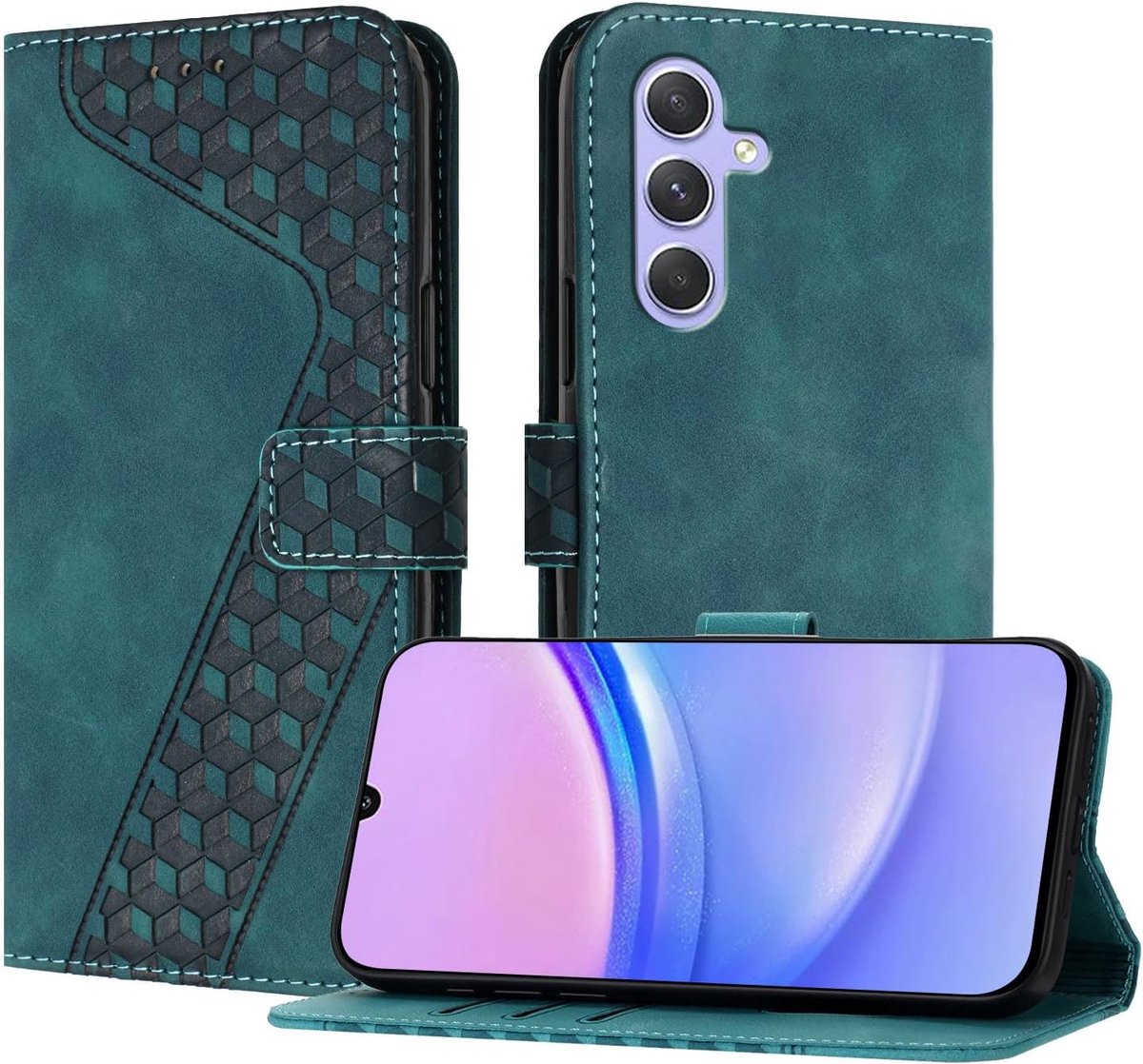 Hoesje voor Samsung Galaxy A55 5G, Telefoonhoesje Hoes Leer met Pasjeshouder, schokbestendig Wallet Case voor Samsung A55 5G (Groen)