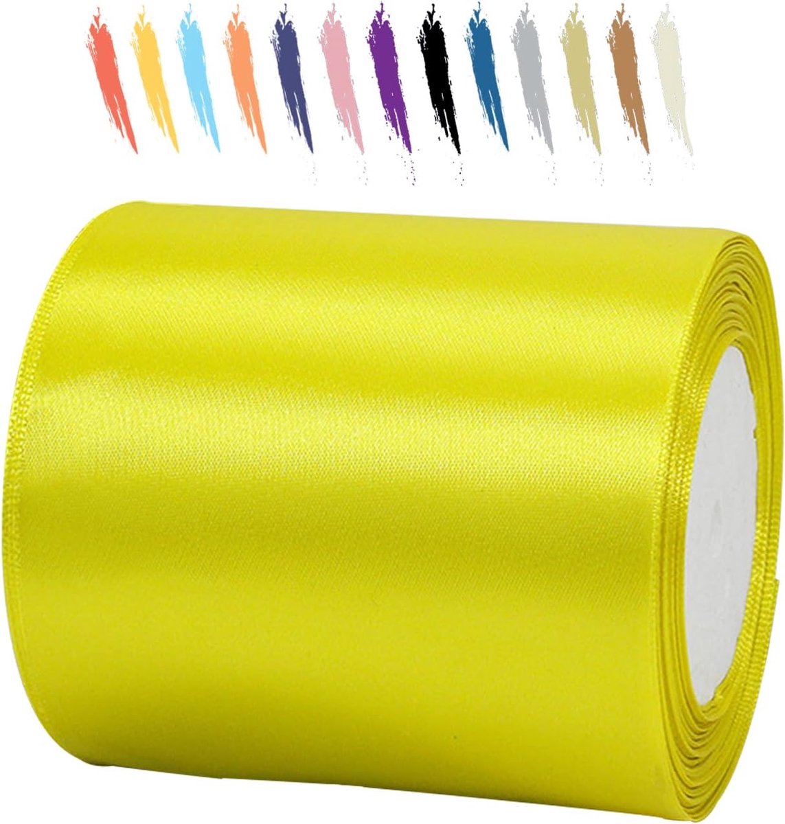 100mm Citroen Geel Satijnen Lint,25 Meters Decoratie Zijden Linten,Breed Lint,Cadeaulint,Autolint,voor Feest, Bruiloft, Verjaardag,Valentijn Party