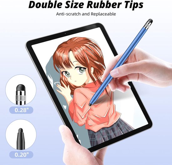 Tips voor styluspennen (15 paar, 0,2 inch en 0,28 inch) vervangende pennen voor touchscreen-pen, zacht, geen krassen, universele styluspennen — afbeelding 5