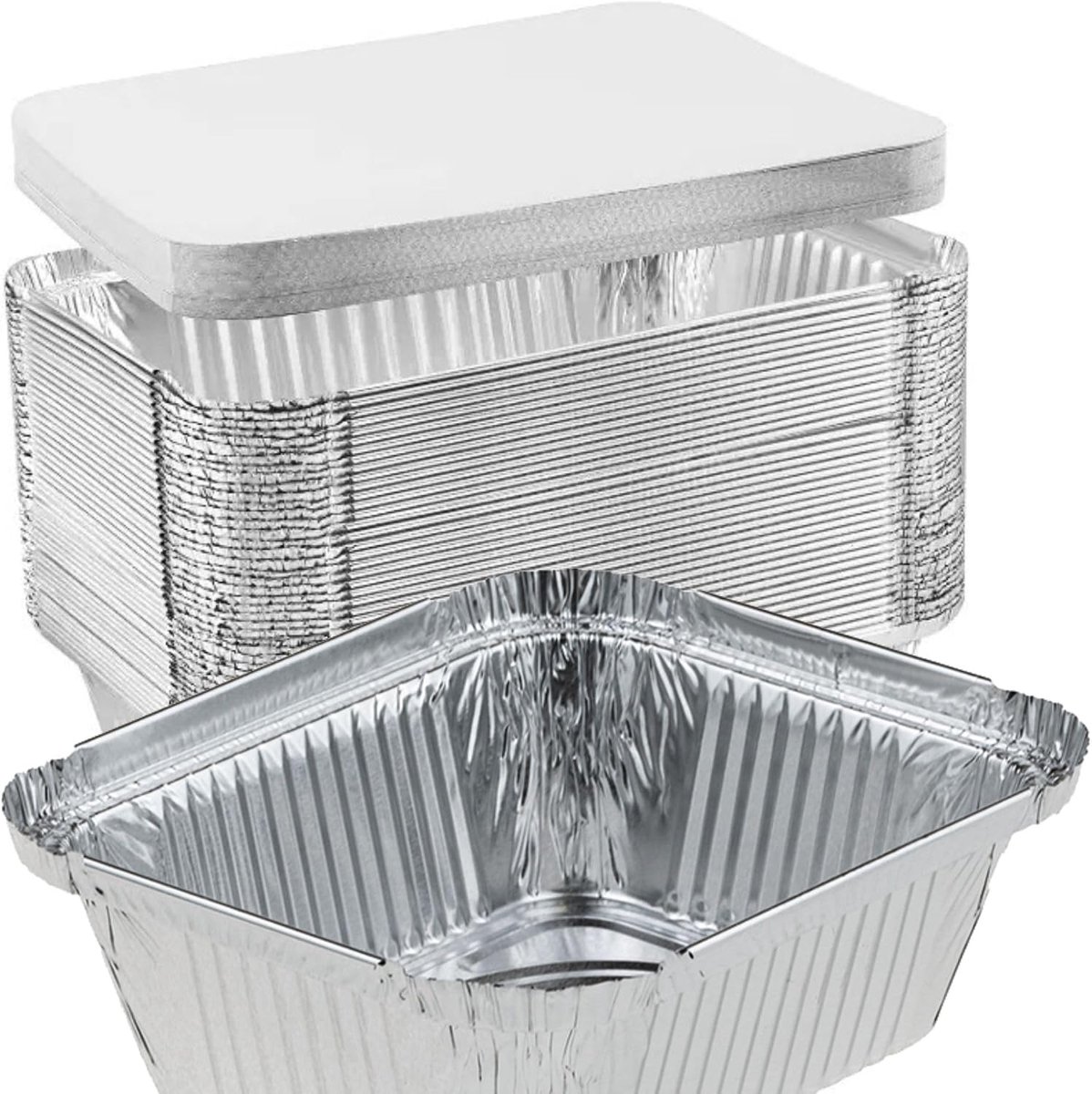 Bakje met kartonnen deksel, 500 ml, 50 stuks, wegwerpbakje, geschikt voor koken, oven, grillen, invriezen, bewaren van levensmiddelen