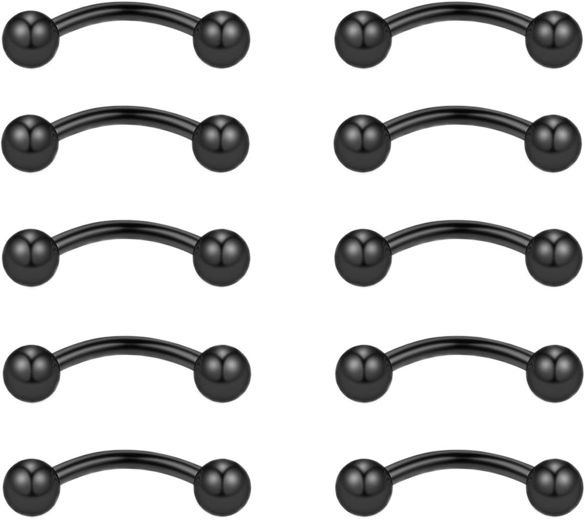 Barbells voor wenkbrauwen, lippen, rook, helix, tragus, brug, piercing, buik, piercing, 16 g, roestvrij staal, 6 mm, 8 mm, 10 mm