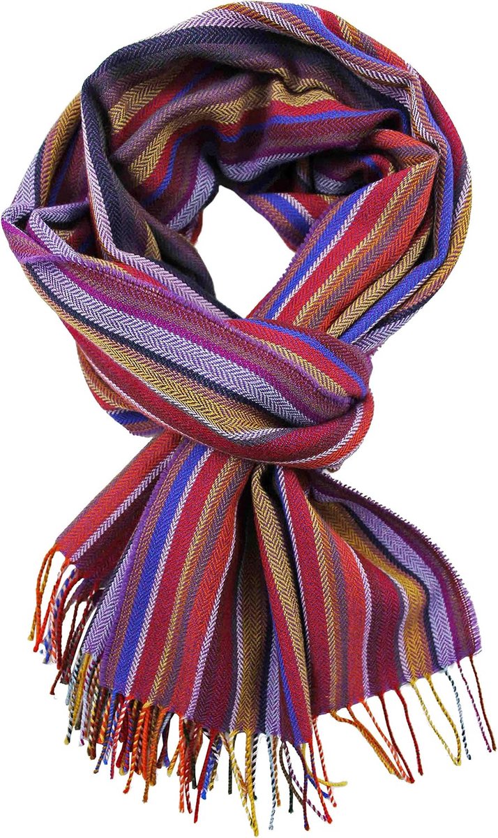 Herensjaal winter strepen & visgraat modieus meerdere kleuren 100% wol (Merino)