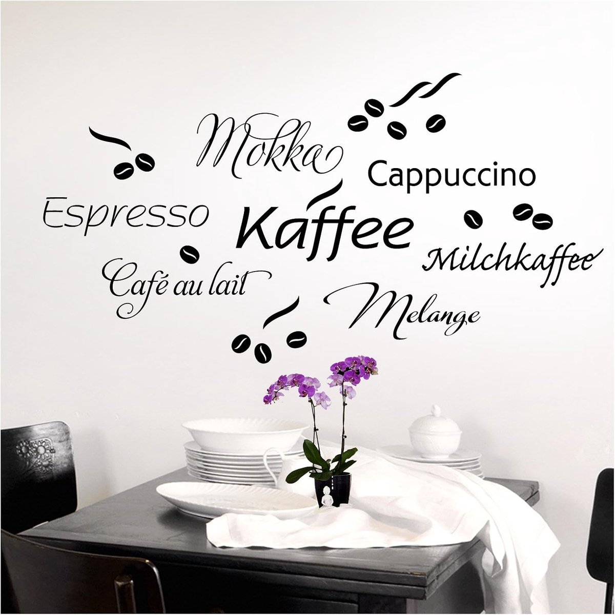 Muursticker koffie koffie koffiemok I zwart I keuken eetkamer zelfklevende sticker koffiebonen muursticker 1075W