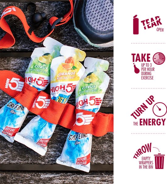 HIGH5 Energy Gel Aqua Mixed Box - 15 x 66 gram - 23 g koolhydraten per gel - Vloeibare energiegel zonder extra water - 8 zonder en 7 met cafeïne - HIGH5 — afbeelding 2