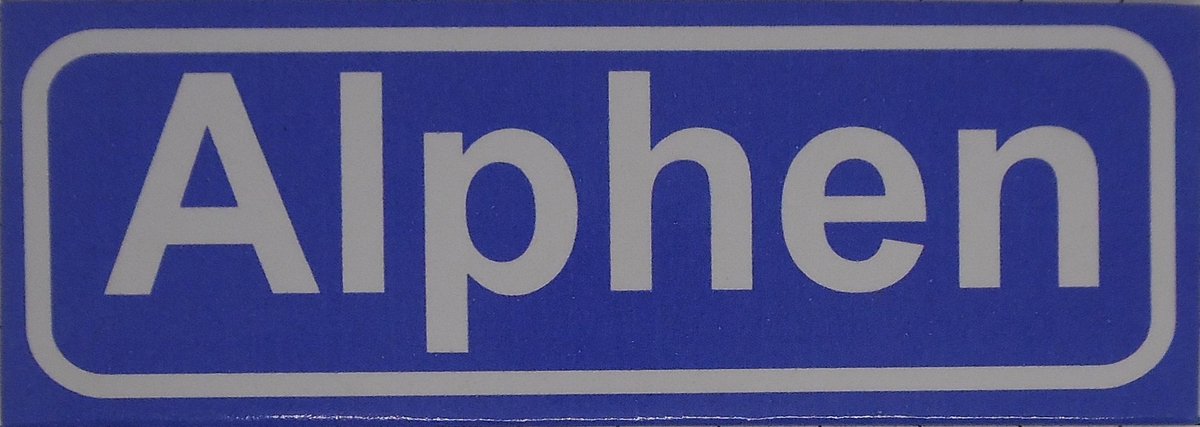 Souv© - koelkast magneet - plaatsnaam bord - kombord - souvenir - koelkastmagneetje - relatiegeschenk Alphen