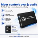 Mamosta 4K HDMI Capture Card met audio-aansluitingen: MIC IN en 3,5mm AUDIO OUT voor microfoon en speakers.