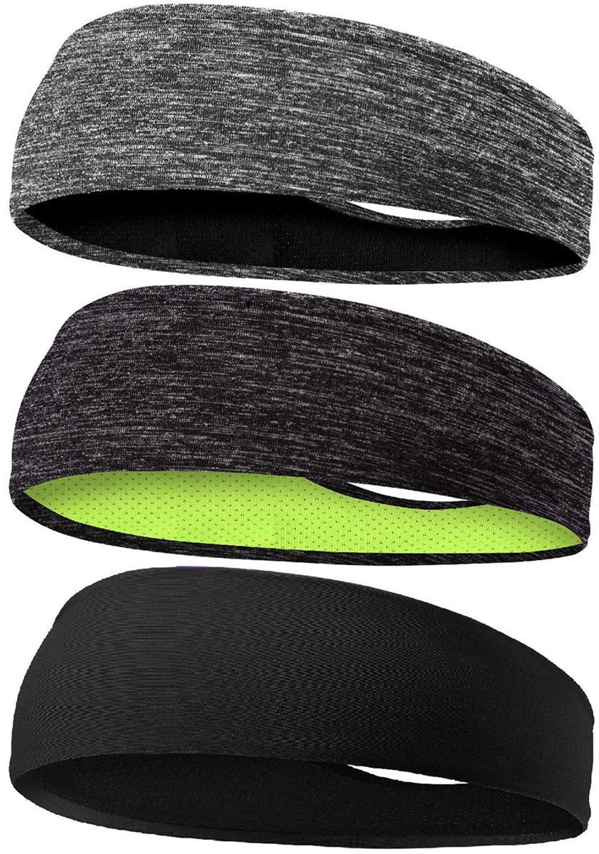Sport Hoofdband 3 Stuks - Elastische Zweetband Dames en Heren - Zweetabsorberend en Sneldrogend - Ademende Antislip Hoofdband voor Hardlopen - Fietsen - Yoga - Fitness en Basketbal