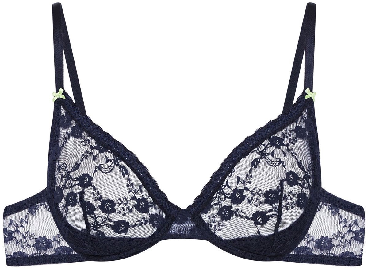 Bloovii Selina - Zachte beha - Marineblauw - Bloemkant Marineblauw;Groen
