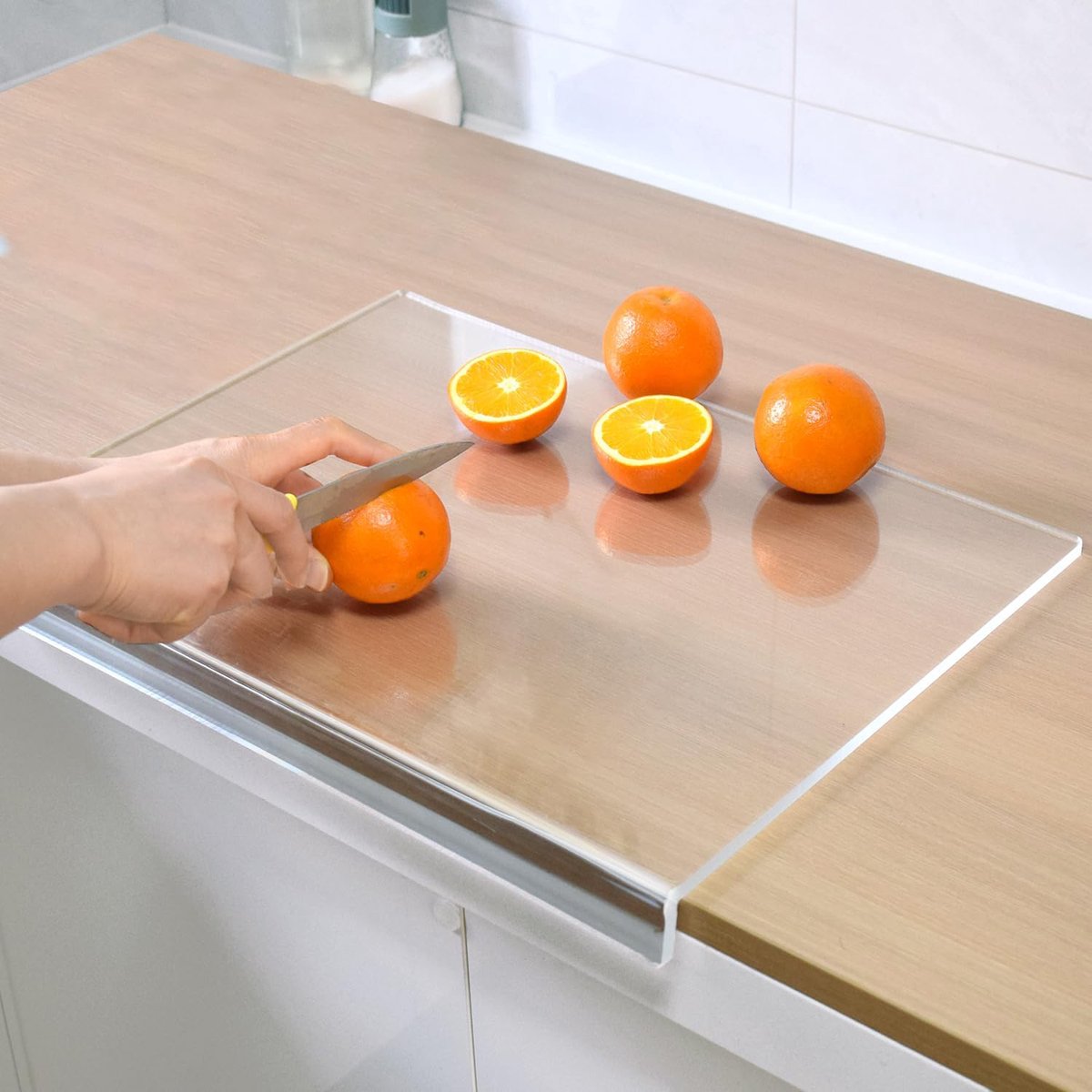 Acryl Snijplank Met Opstaande Rand - Transparante Snijplank - Antislip - Snijplank Voor Brood Vlees En Groenten