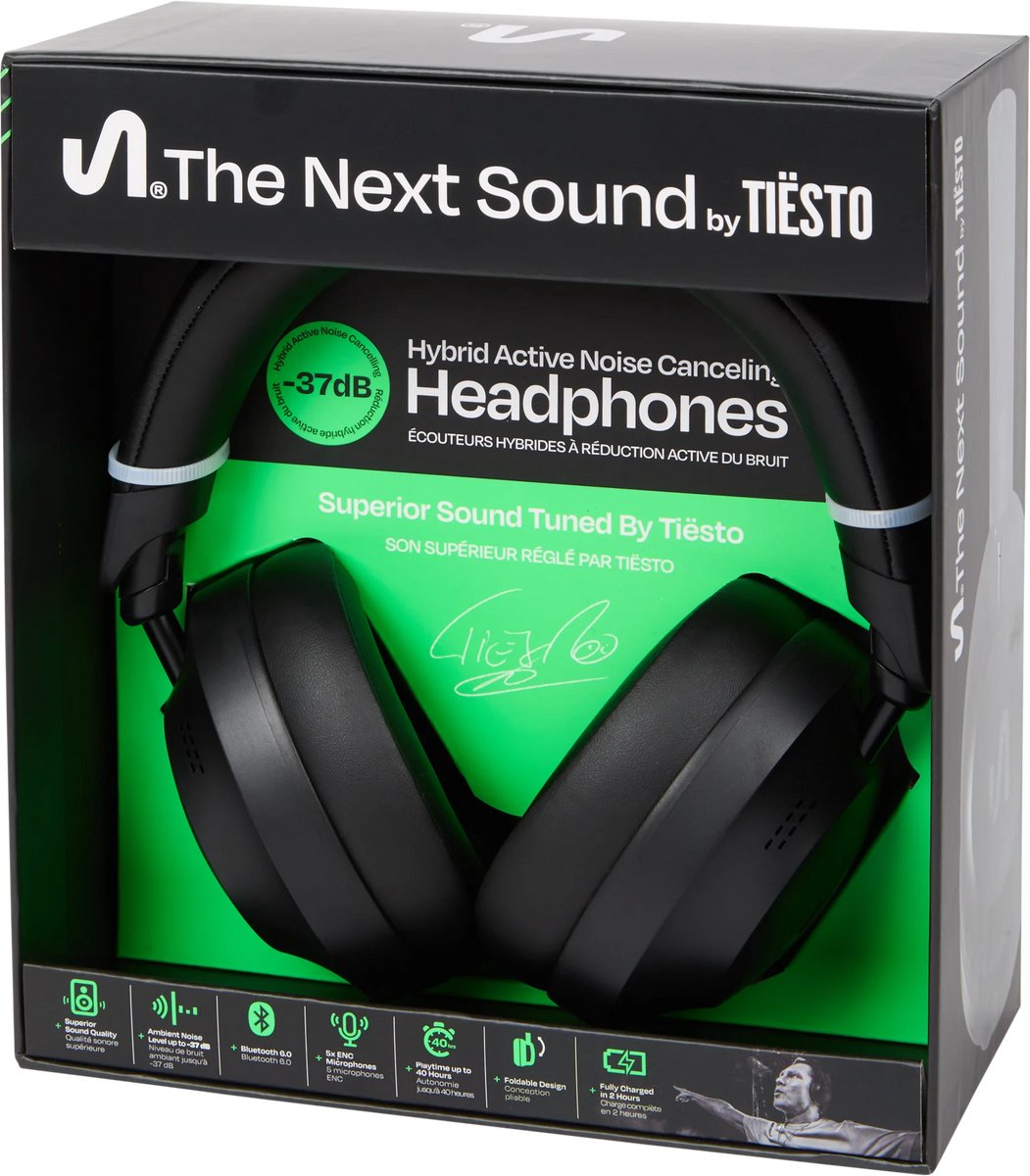 The Next Sound by Tiësto draadloze ANC koptelefoon -Tot 40 uur speeltijd
