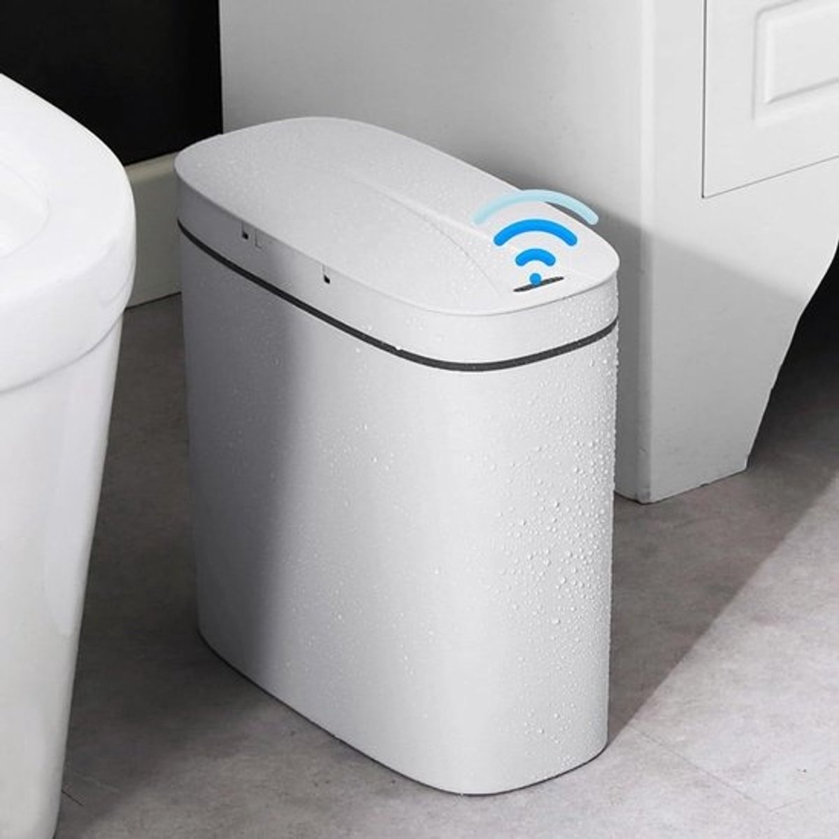 Sensor Vuilnisemmer Badkamer met Deksel 13L Waterdicht Wit - Automatisch Contactloos Slim Ontwerp - Voor Keuken Slaapkamer Woonkamer