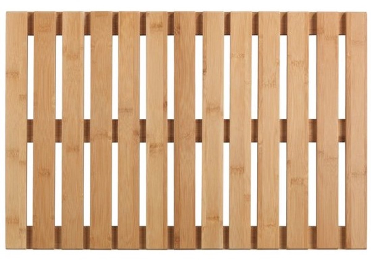 Badmat - Badkamermat Bamboe Antislip Badmat Milieuvriendelijk Bodemrooster 60 x 40 cm