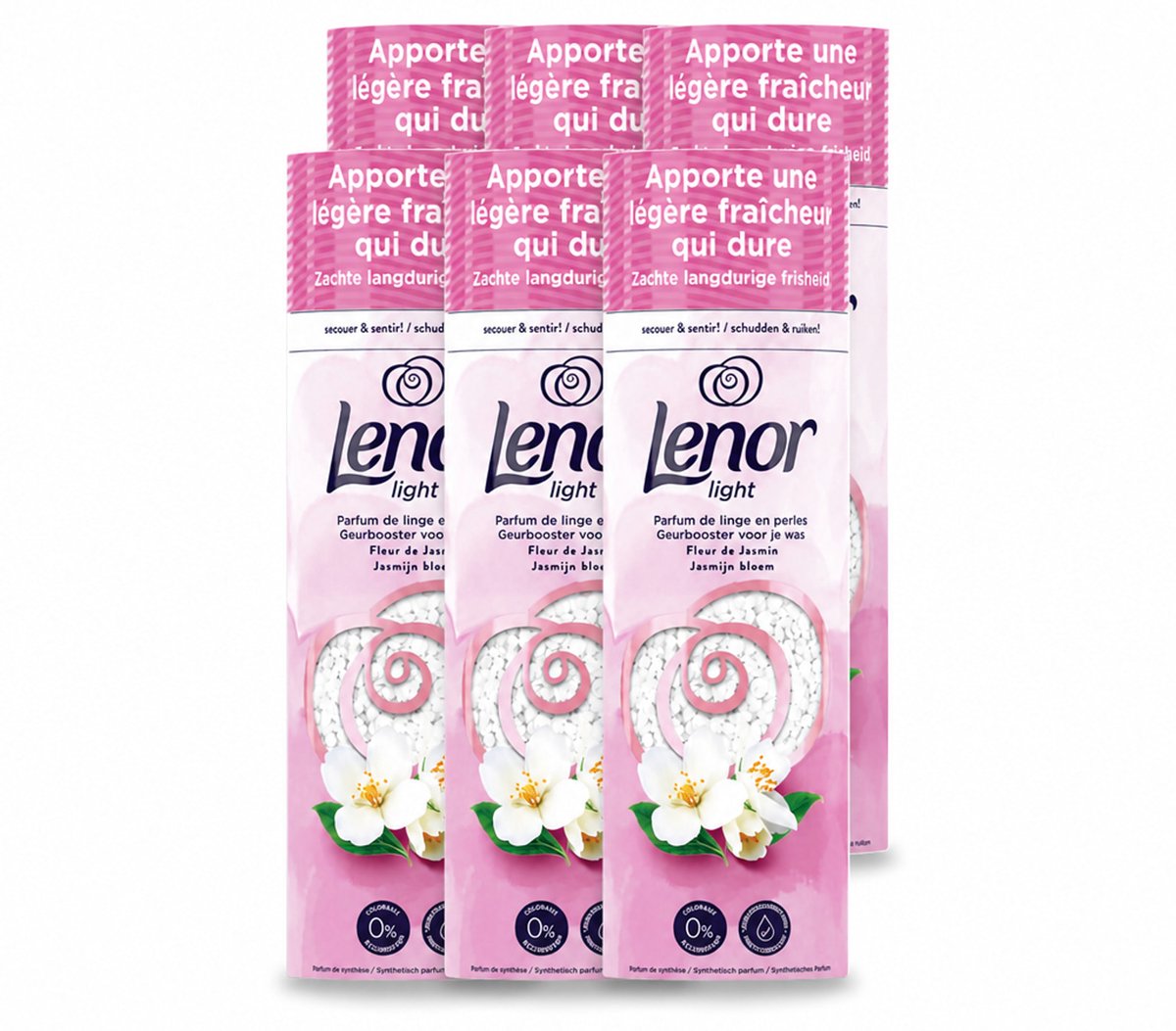6 x Lenor Light - Geurbooster - Jasmijn - Non-Stop Frisheid - 19 Wasbeurten - Voordeelverpakking - 6 stuks