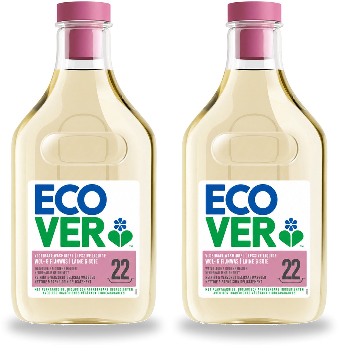 2 x Ecover - Vloeibaar wasmiddel - Wol & Fijnwas - 1 liter - 22 wasbeurten - Voordeelverpakking - 2 stuks