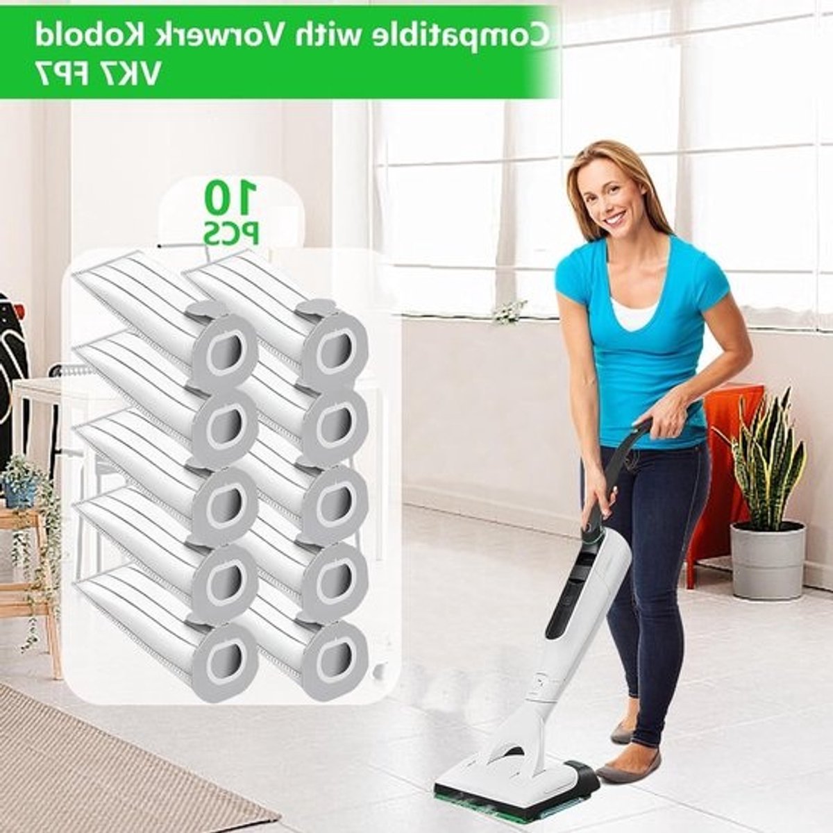 10 stuks stofzuigerzakken geschikt voor Vorwerk Kobold VK7 FP7 - vervangende filters en stofzakken