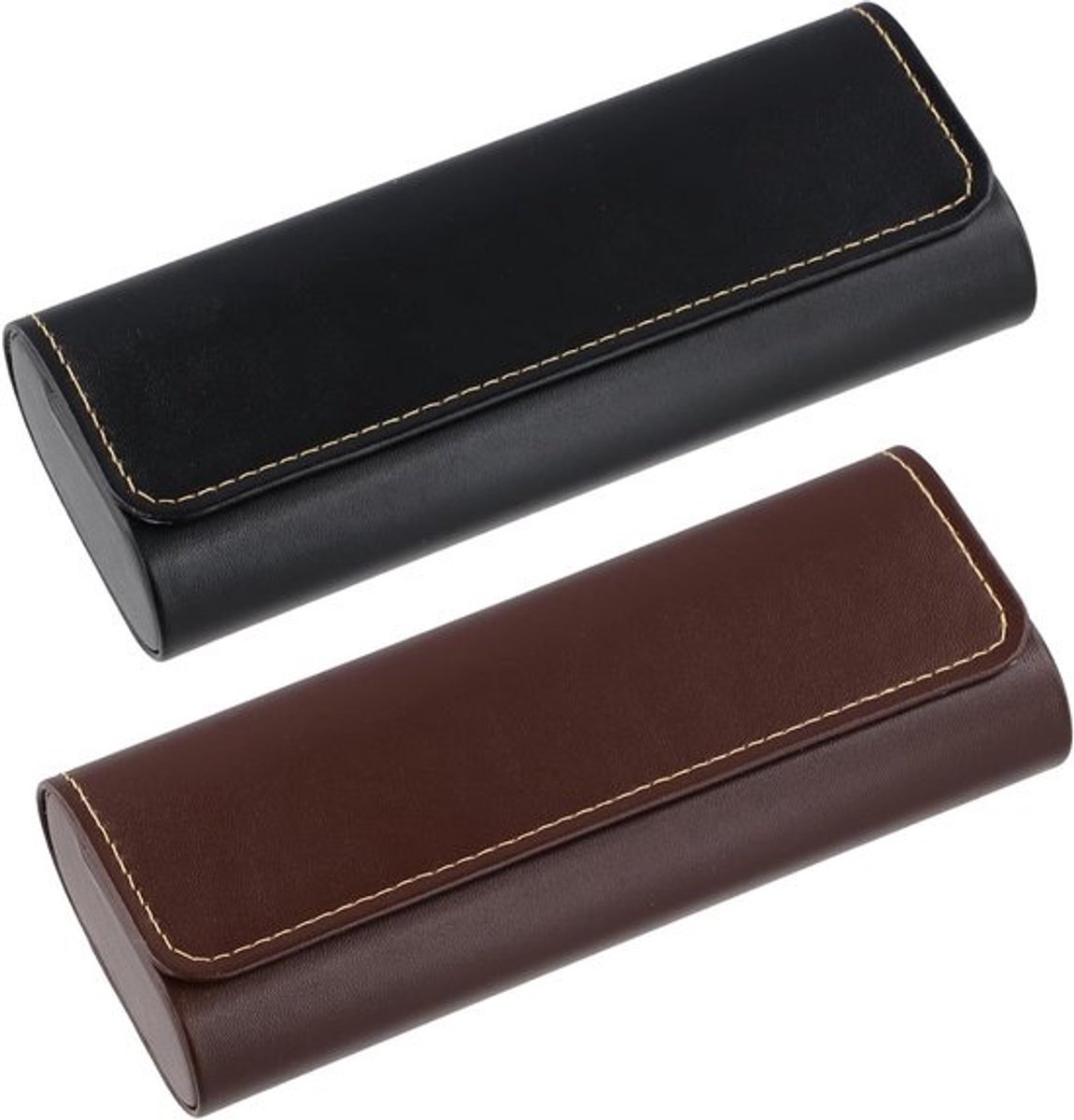 2 Stuks Harde Brilhoes, Lichtgewicht en Waterdichte PU Leren Brilcase, Duurzaam en Compressiebestendig, Geschikt voor Diverse Brillen en Ideaal voor Mannen en Vrouwen