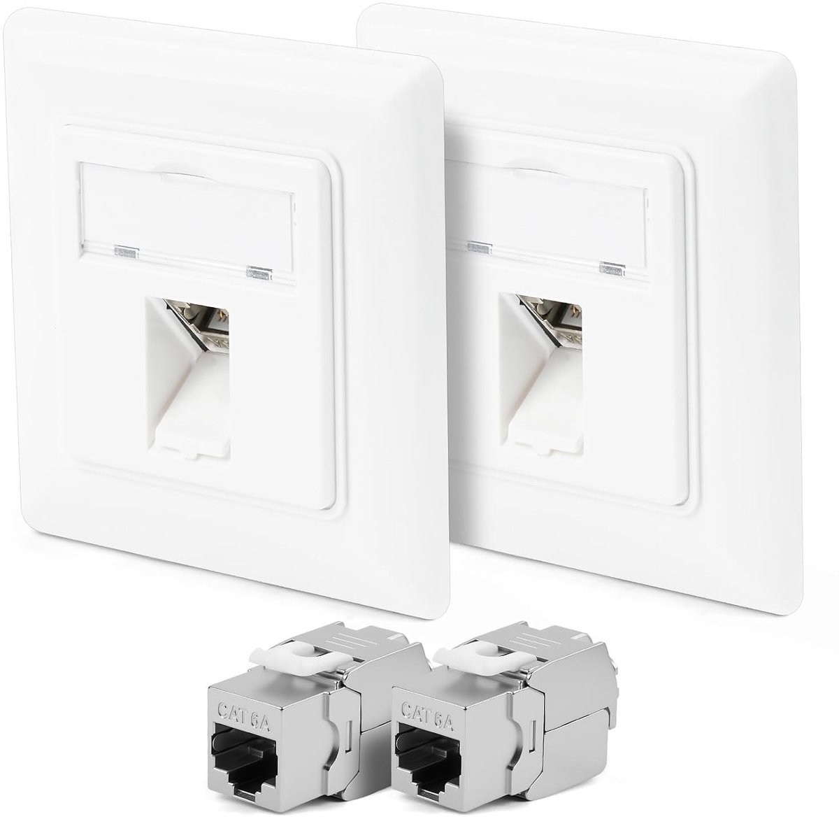 Universele Netwerkverbinding Cat 6A met 1 x RJ45 Keystone Poort voor 10 Gigabit Ethernet, Ideaal voor Netwerkkabelinstallatie en Geïntegreerde Bescherming