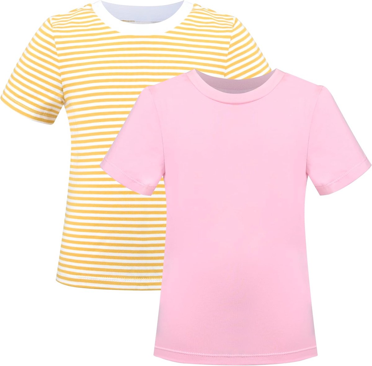 2 Pak Meisjes t shirt Top Tee Stevig Gestreept Eenvoudig Knus Katoen Essentieel 4-12 jaar